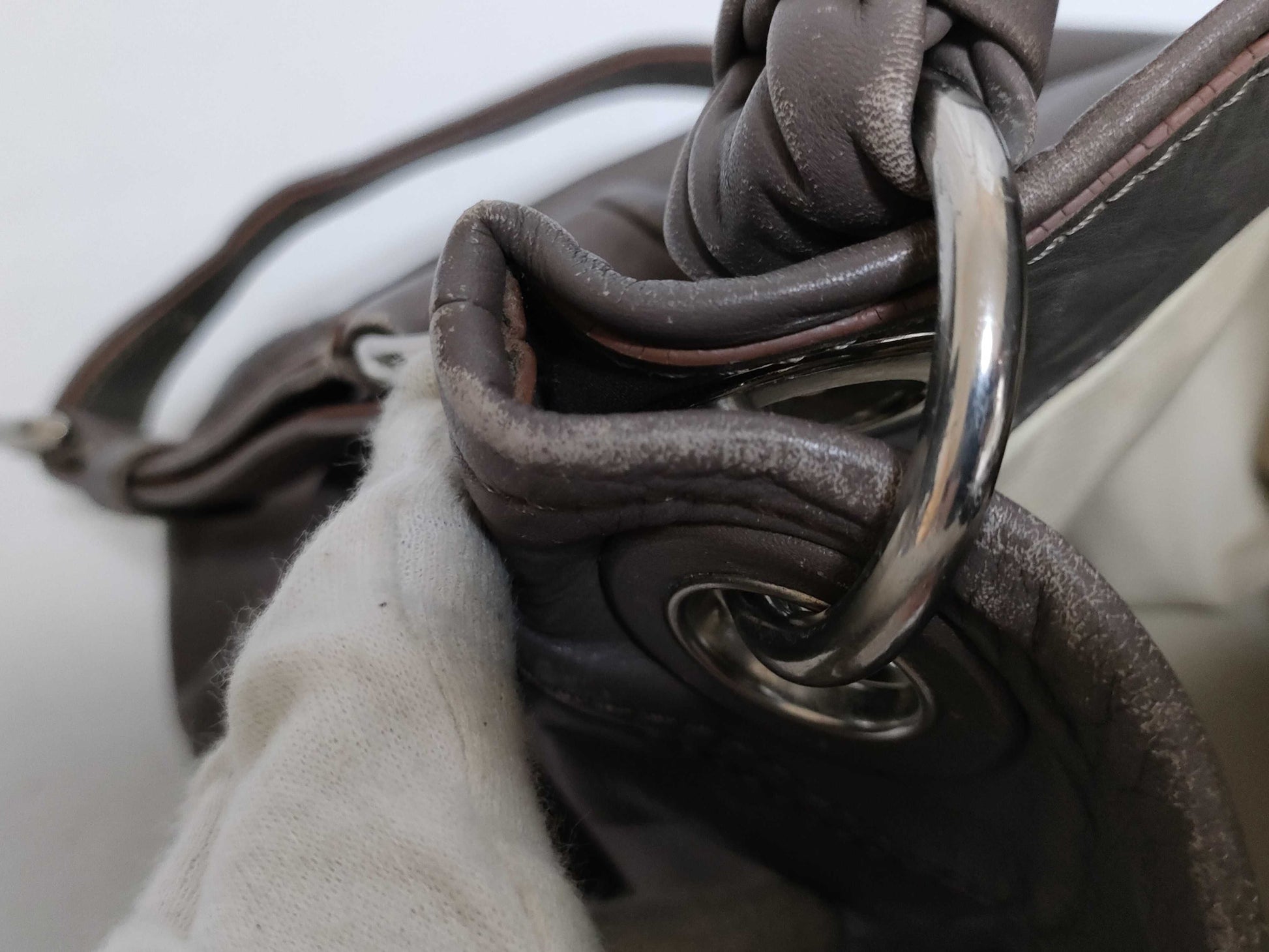 COACH Taupe Leather Big Shoulder Shoulder Bag