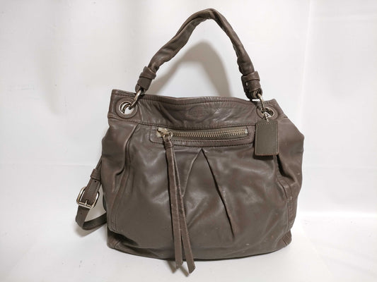 COACH Taupe Leather Big Shoulder Shoulder Bag