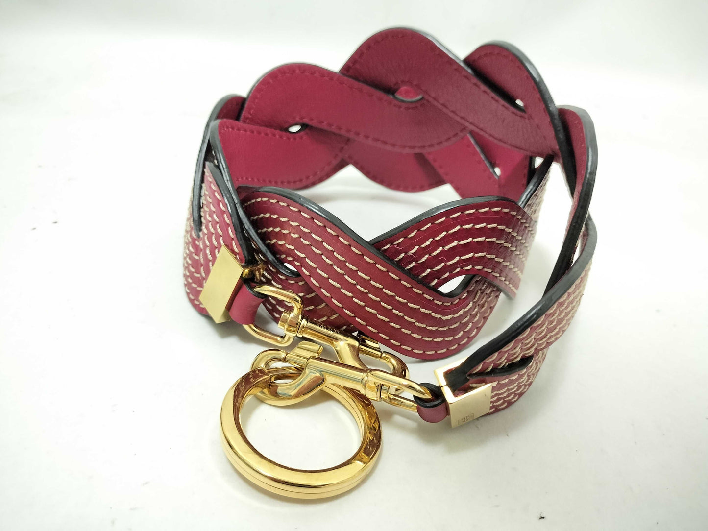 LOEWE LOEWE Wave Shoulder Strap Bordeaux Leather Gold Strap
