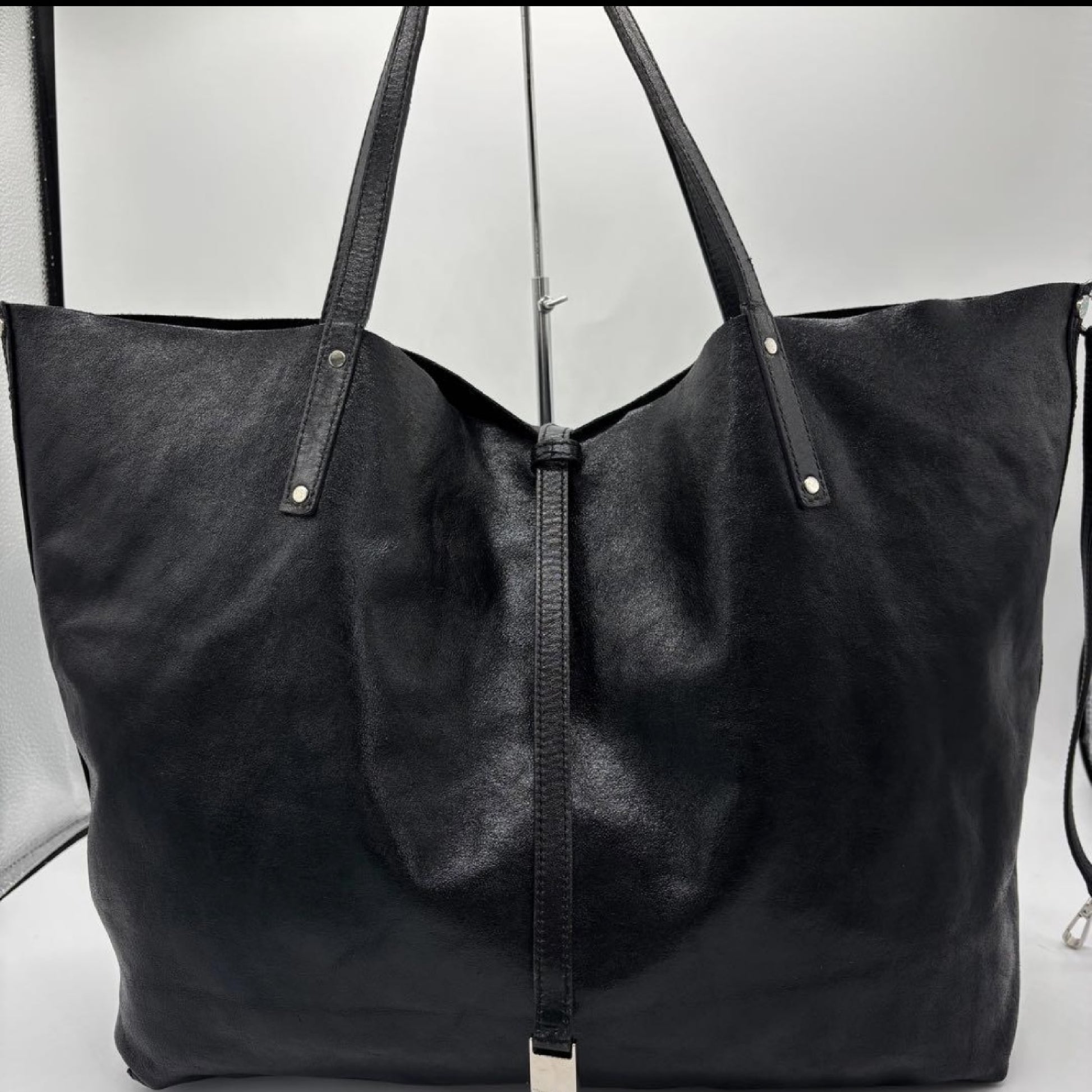 Tiffany&Co. Tote Bag Leather Black Black Tote Bag
