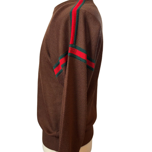 GUCCI Gucci Sherry Line Mesh Knit Brown Top