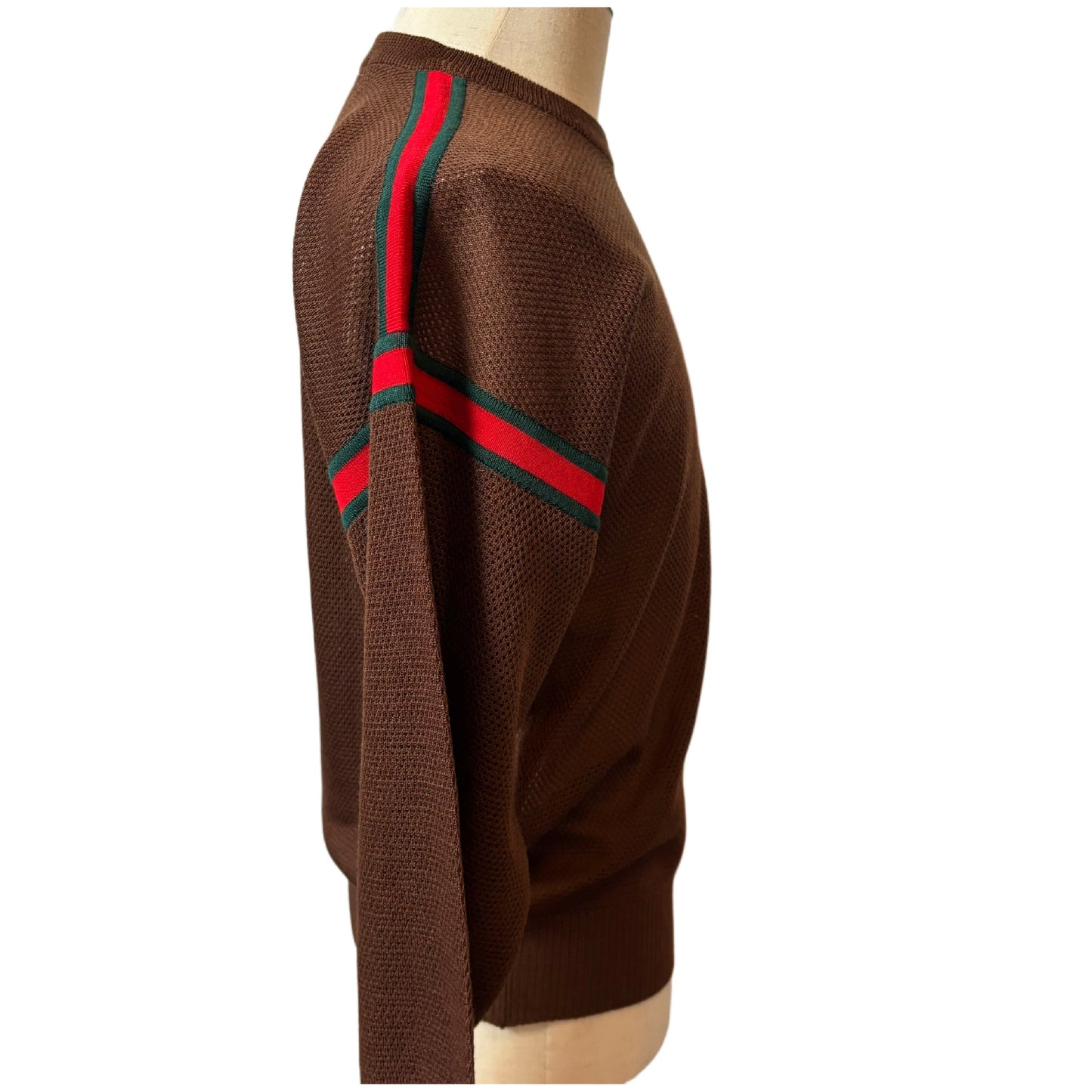 GUCCI Gucci Sherry Line Mesh Knit Brown Top