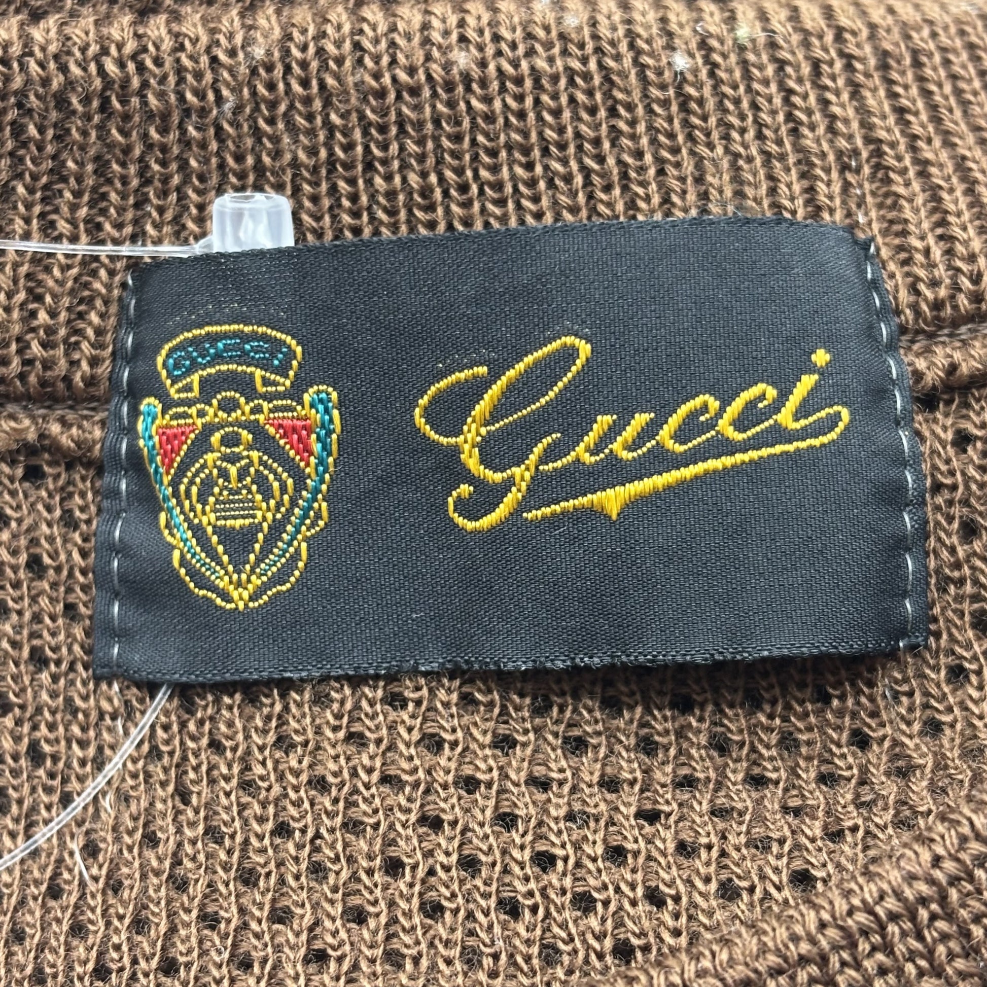 GUCCI Gucci Sherry Line Mesh Knit Brown Top