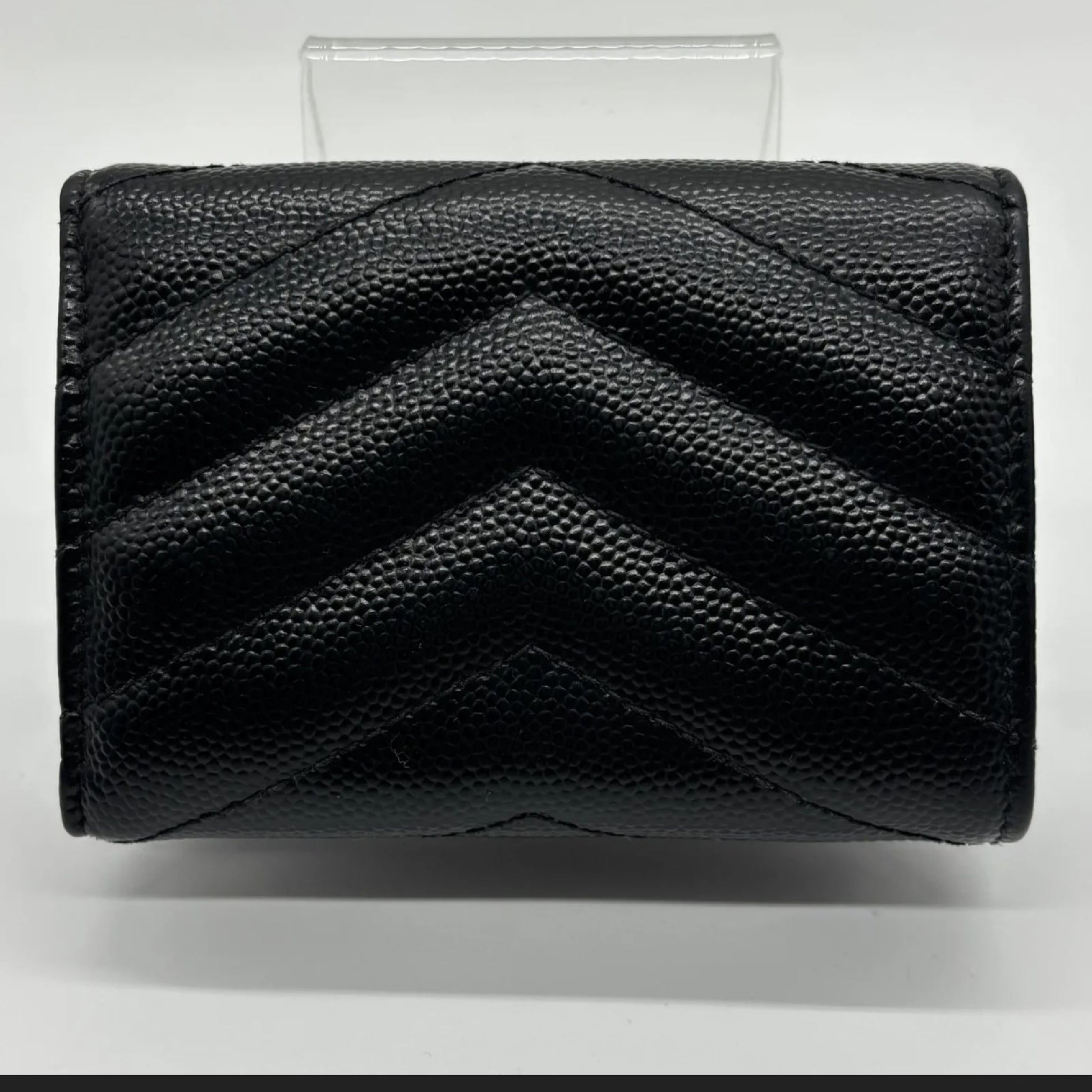 Yves Saint Laurent YSL Saint Laurent Cassandra Caviar Tri-Fold Compact Black Wallet