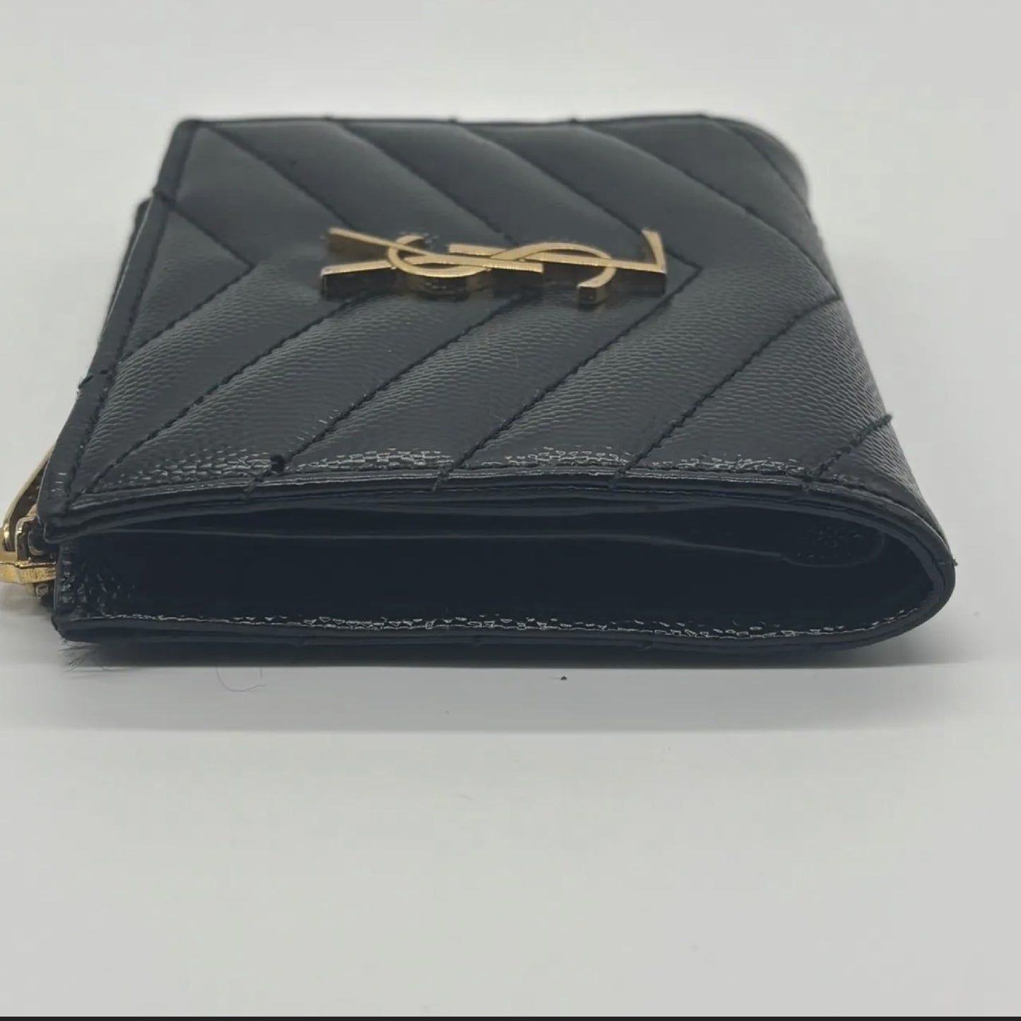 Yves Saint Laurent YSL Saint Laurent Caviar Bi-Fold Compact Leather Black Wallet