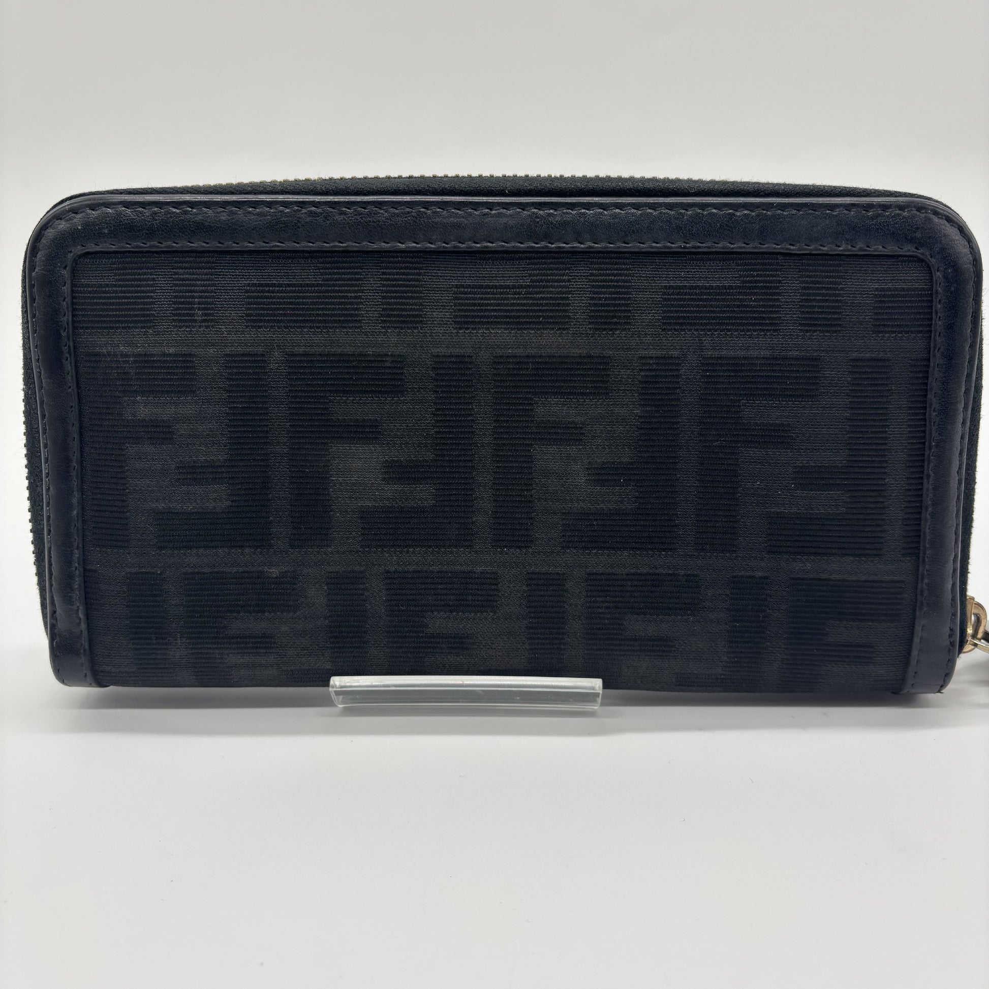 FENDI FENDI Fendi Round Zipper Zucca Black Wallet