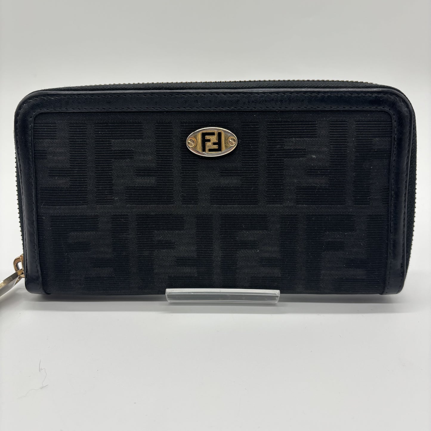 FENDI FENDI Fendi Round Zipper Zucca Black Wallet