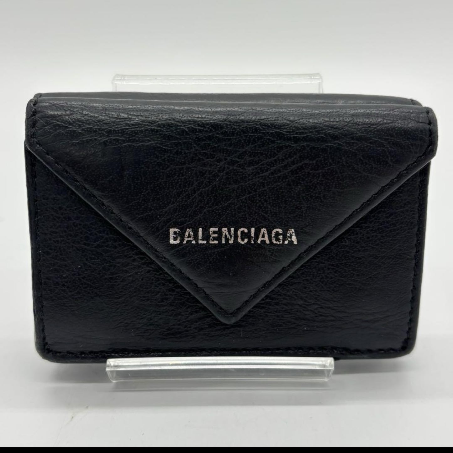 BALENCIAGA 3-Fold Compact Wallet Black Paper Mini Wallet Wallet