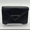 BALENCIAGA 3-Fold Compact Wallet Black Paper Mini Wallet Wallet