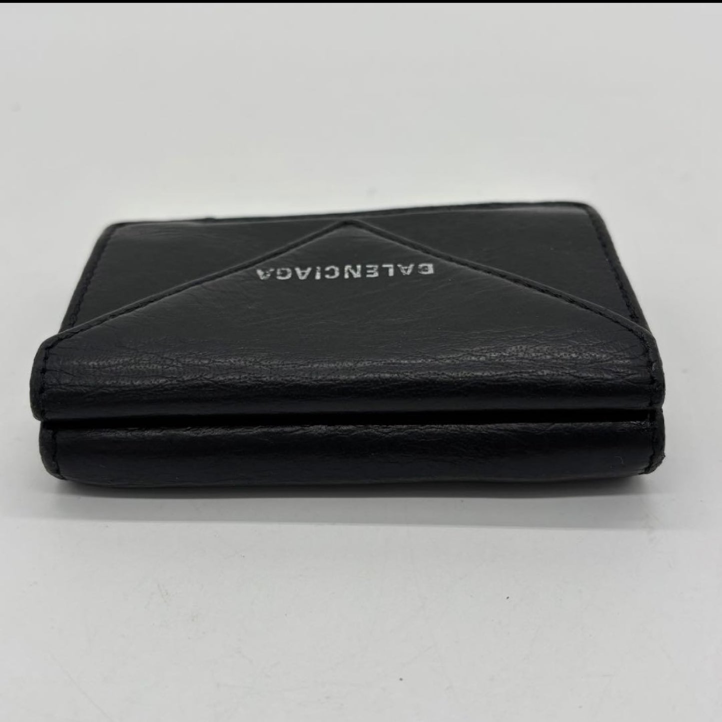 BALENCIAGA 3-Fold Compact Wallet Black Paper Mini Wallet Wallet