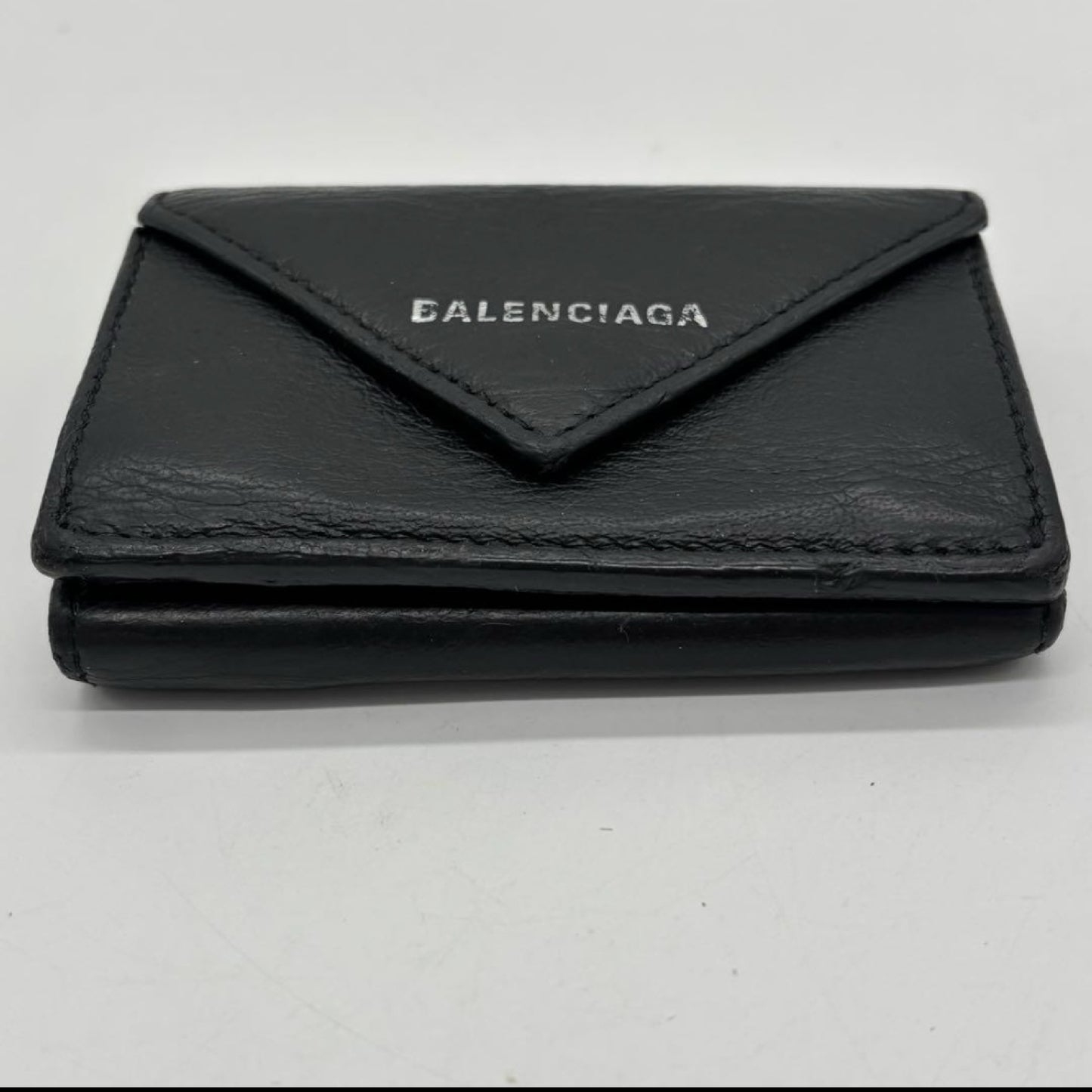 BALENCIAGA 3-Fold Compact Wallet Black Paper Mini Wallet Wallet