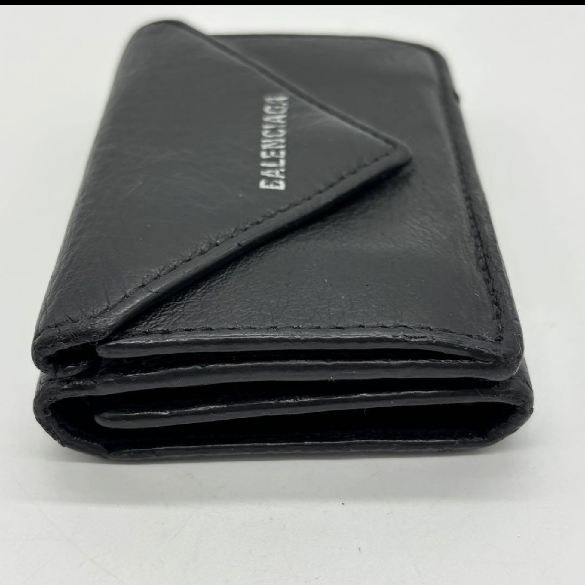 BALENCIAGA 3-Fold Compact Wallet Black Paper Mini Wallet Wallet