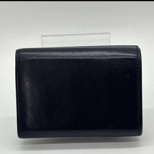 Yves Saint Laurent 3-Fold Compact Leather Wallet Navy Wallet