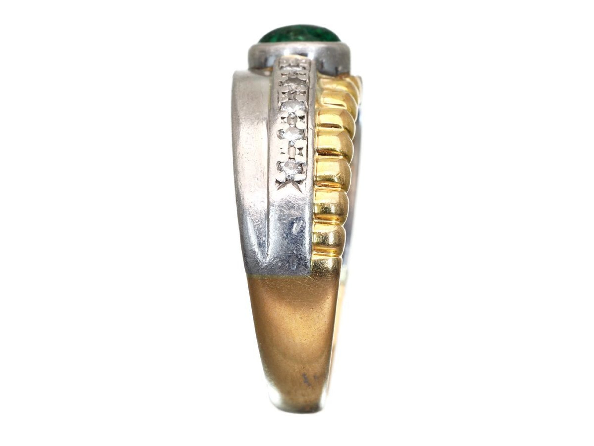 Cabochon Emerald 0.35ct D0.10ct K18/Pt900 6.9g Ring