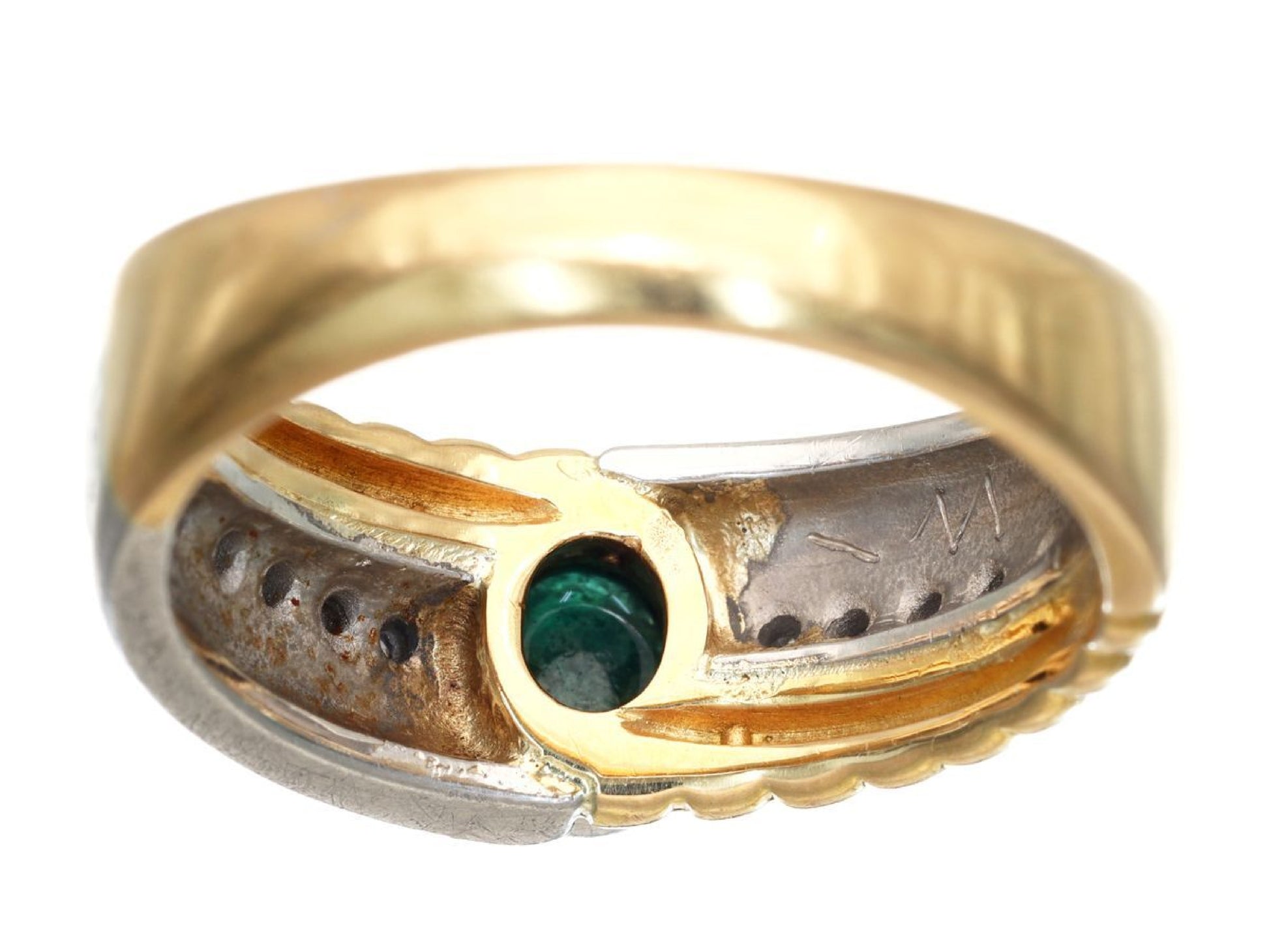 Cabochon Emerald 0.35ct D0.10ct K18/Pt900 6.9g Ring