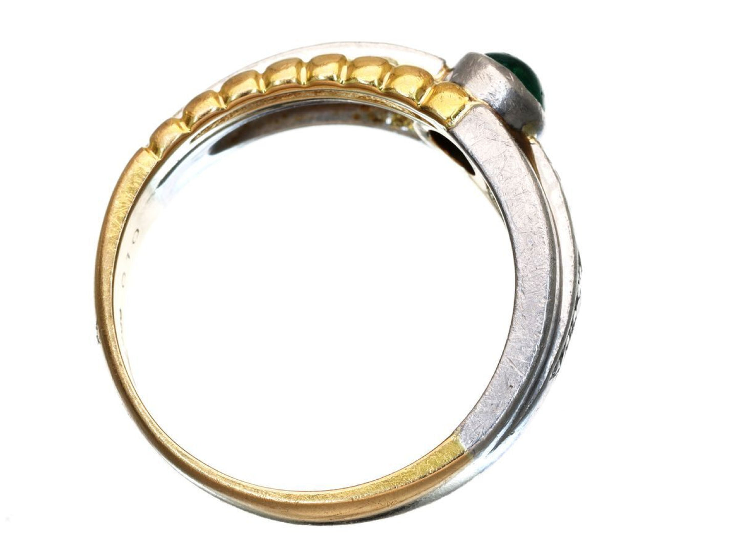 Cabochon Emerald 0.35ct D0.10ct K18/Pt900 6.9g Ring