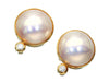 Mabe Pearl Diameter Approx. 12.2mm*2 D0.05/0.05ct K18 4.7g Earrings