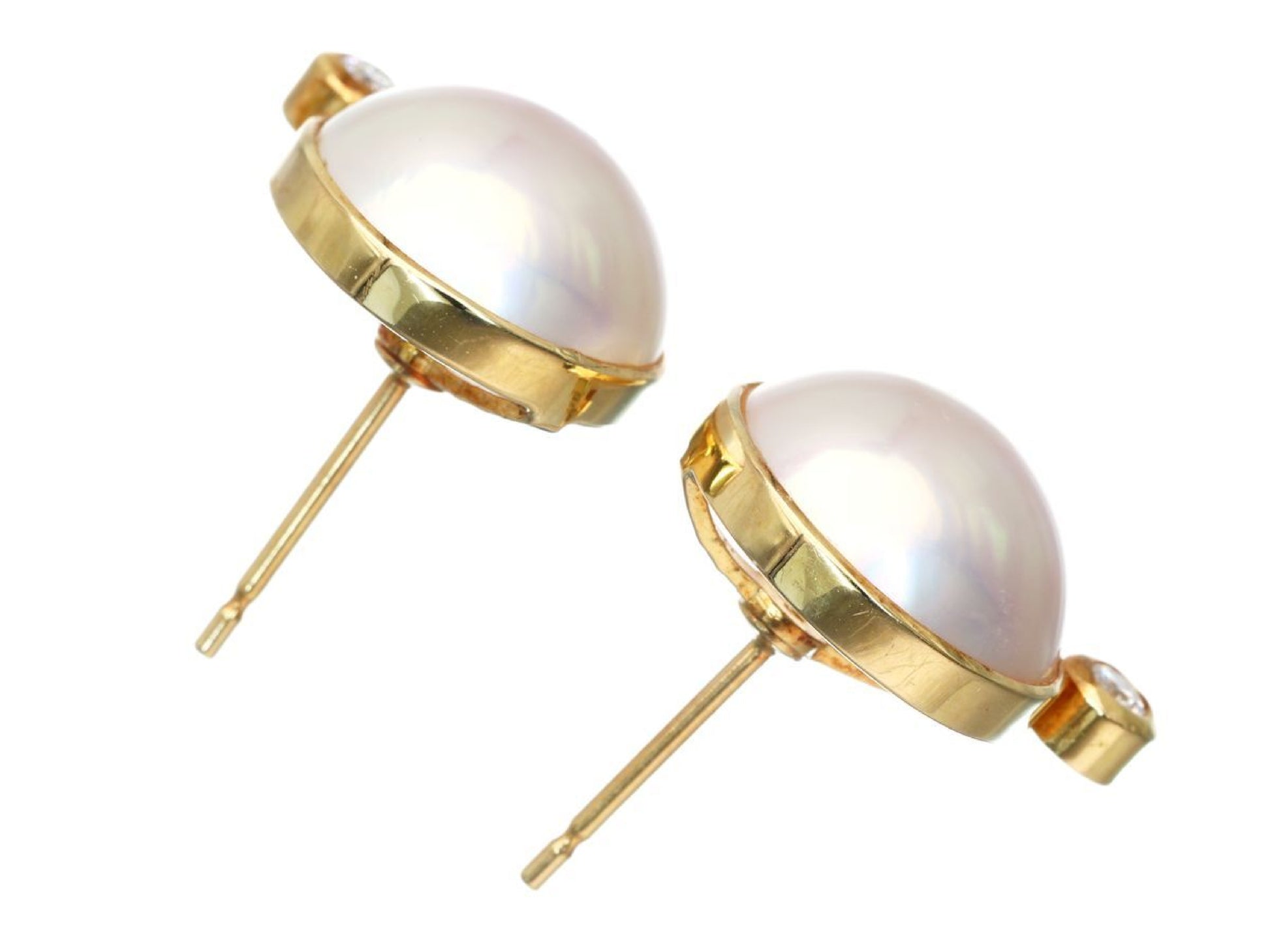 Mabe Pearl Diameter Approx. 12.2mm*2 D0.05/0.05ct K18 4.7g Earrings