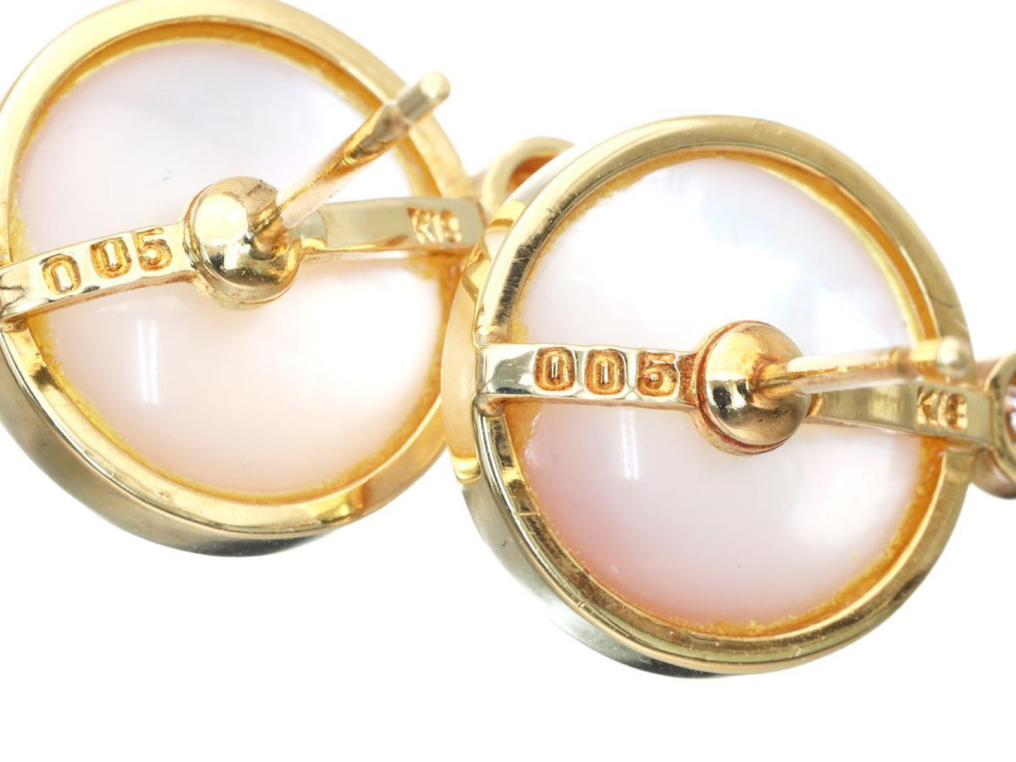 Mabe Pearl Diameter Approx. 12.2mm*2 D0.05/0.05ct K18 4.7g Earrings