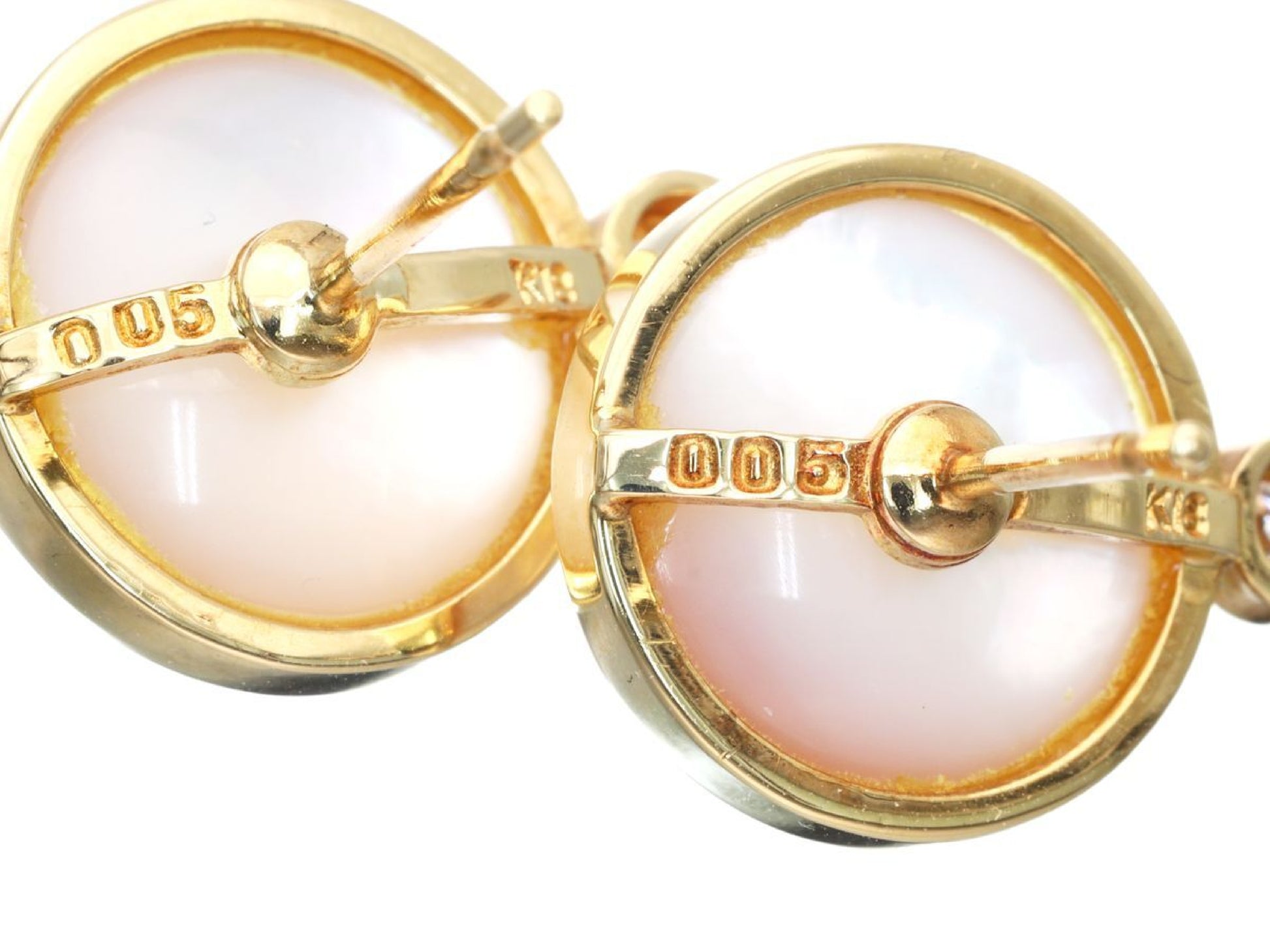 Mabe Pearl Diameter Approx. 12.2mm*2 D0.05/0.05ct K18 4.7g Earrings
