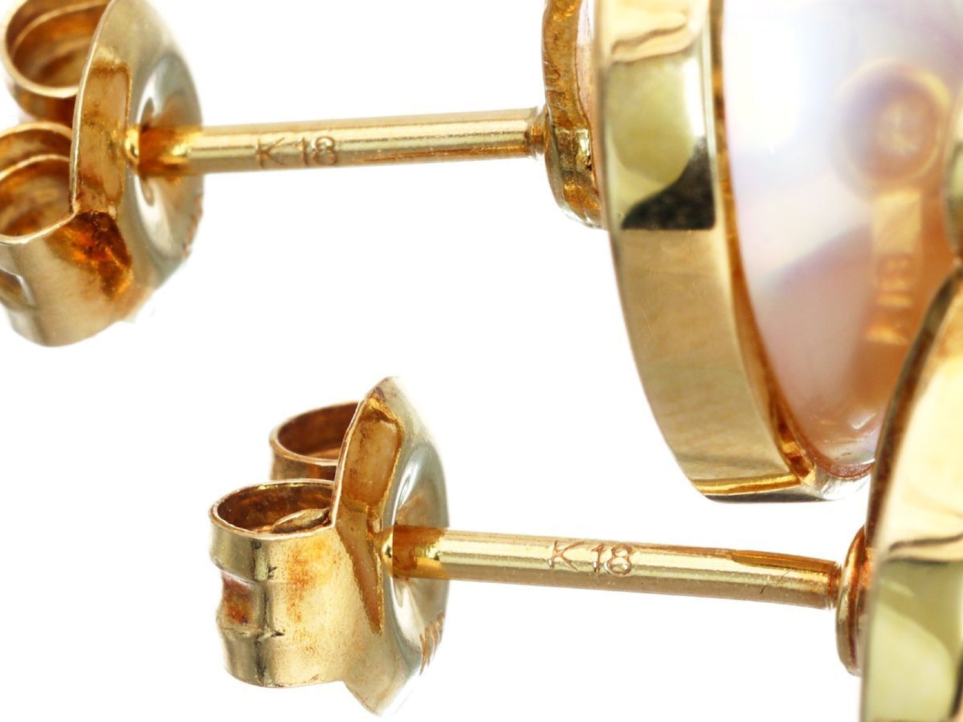 Mabe Pearl Diameter Approx. 12.2mm*2 D0.05/0.05ct K18 4.7g Earrings