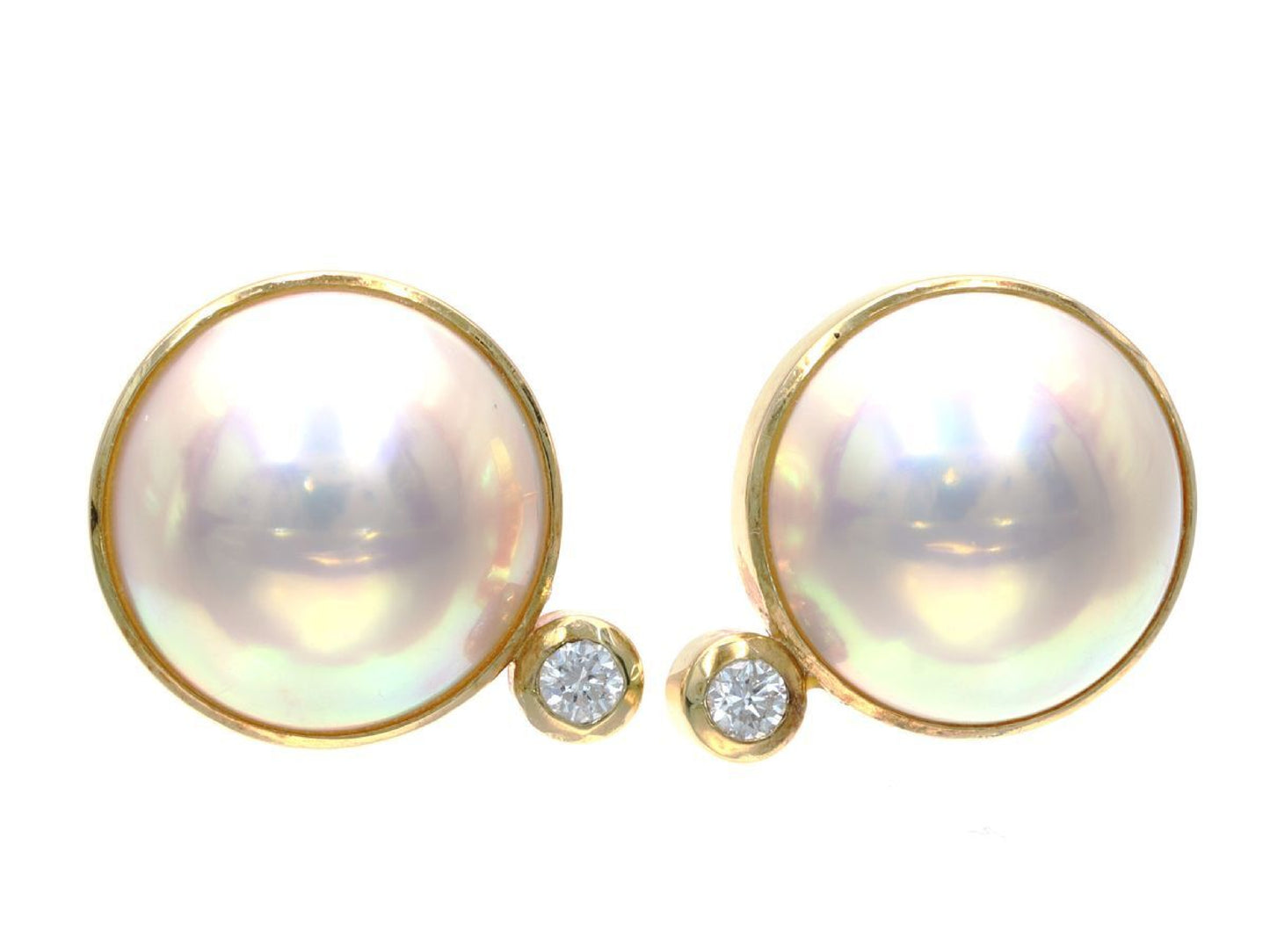 Mabe Pearl Diameter Approx. 12.2mm*2 D0.05/0.05ct K18 4.7g Earrings