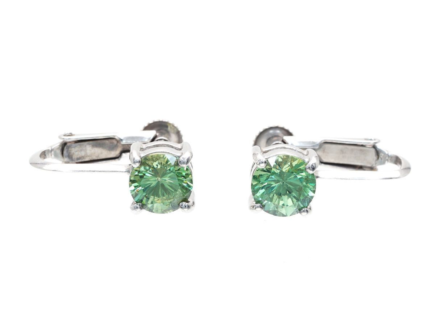 Demantoid Garnet 0.83/0.80ct K14WG 2.8g Earrings