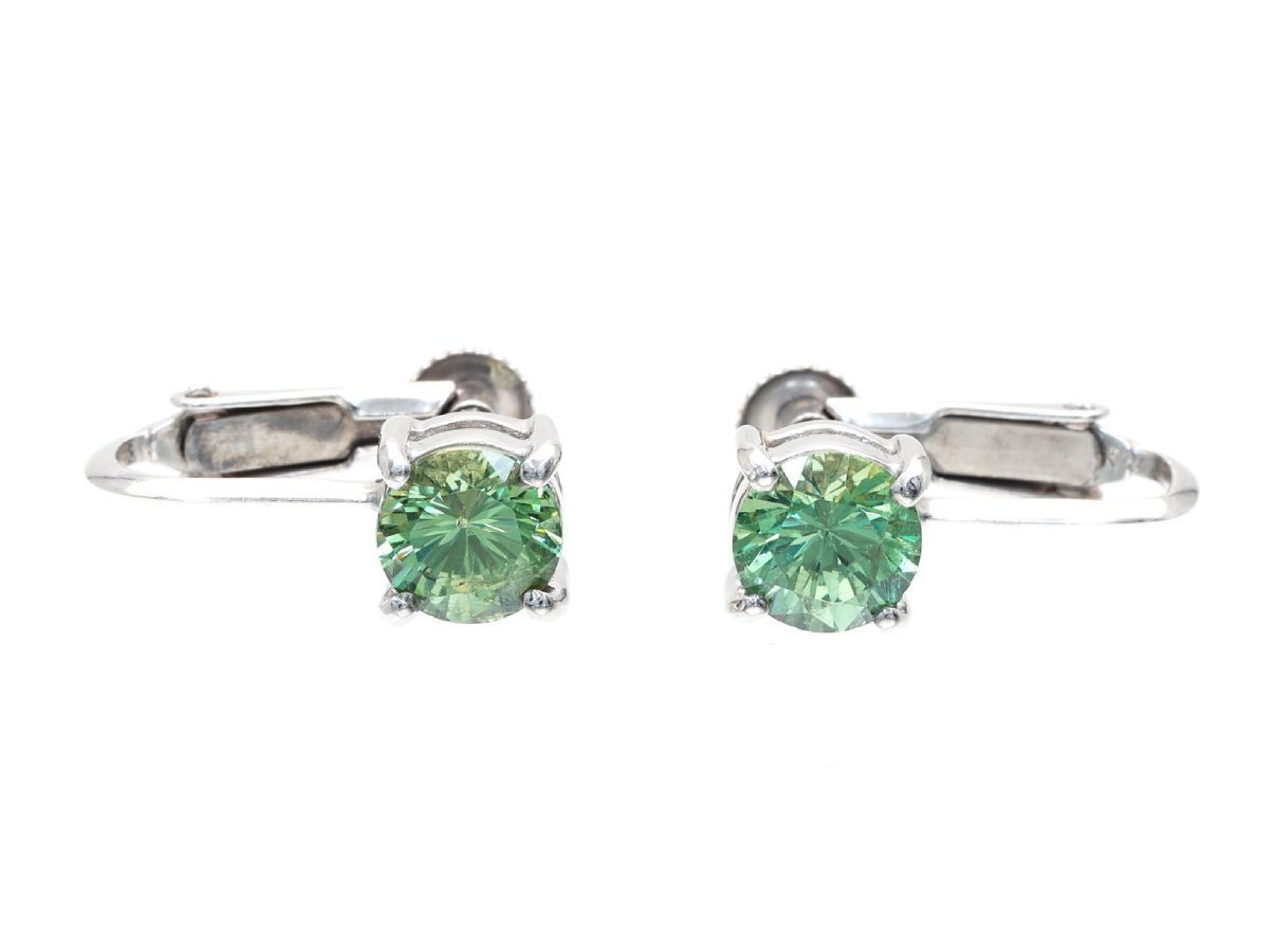 Demantoid Garnet 0.83/0.80ct K14WG 2.8g Earrings