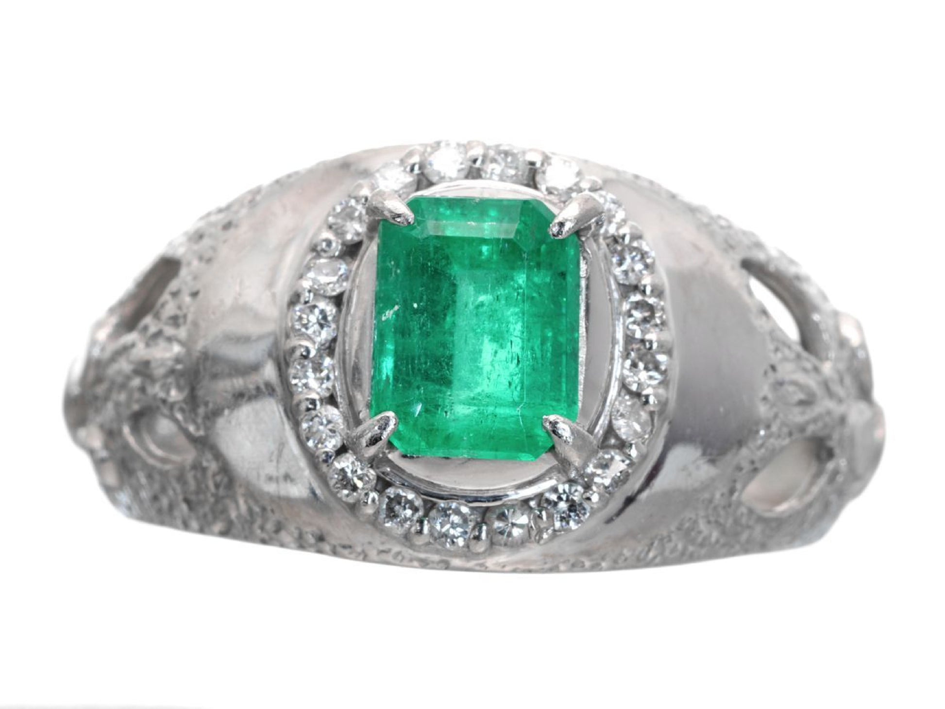 E1.04ct D0.16ct Pt900 6.9g Ring