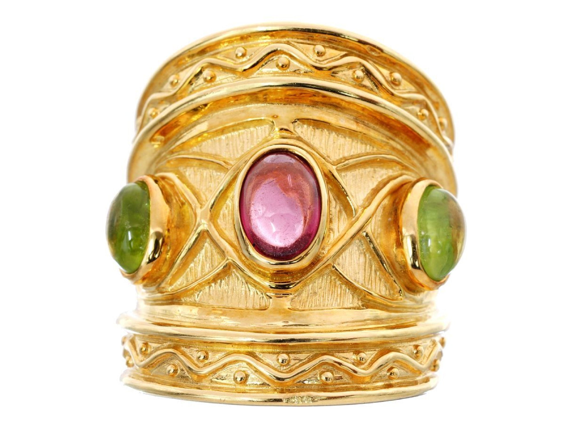 Garnet Peridot K18 15.8g Ring