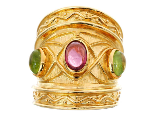 Garnet Peridot K18 15.8g Ring