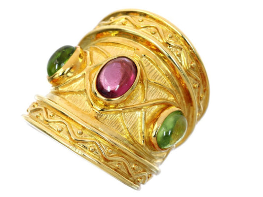 Garnet Peridot K18 15.8g Ring