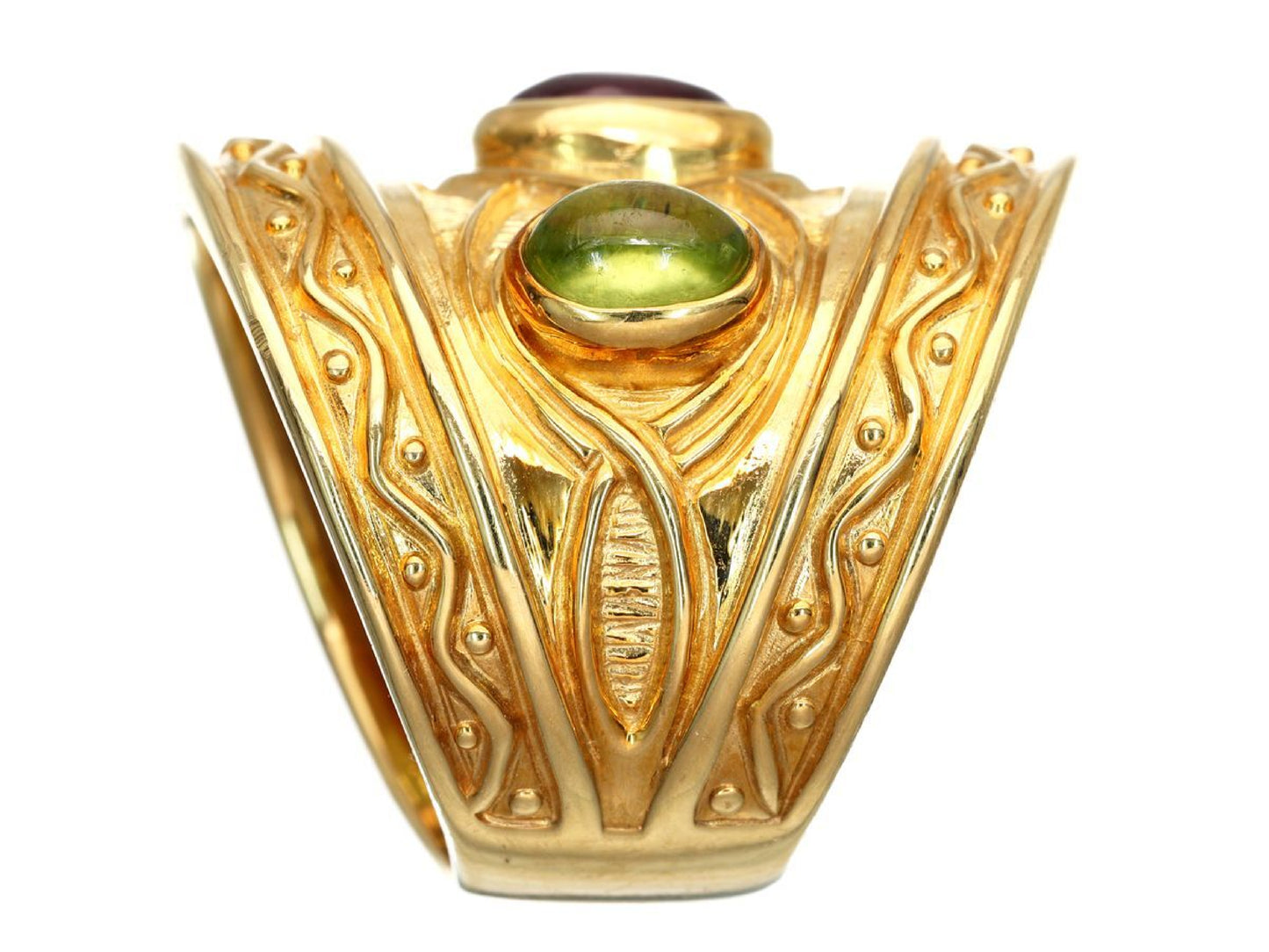Garnet Peridot K18 15.8g Ring