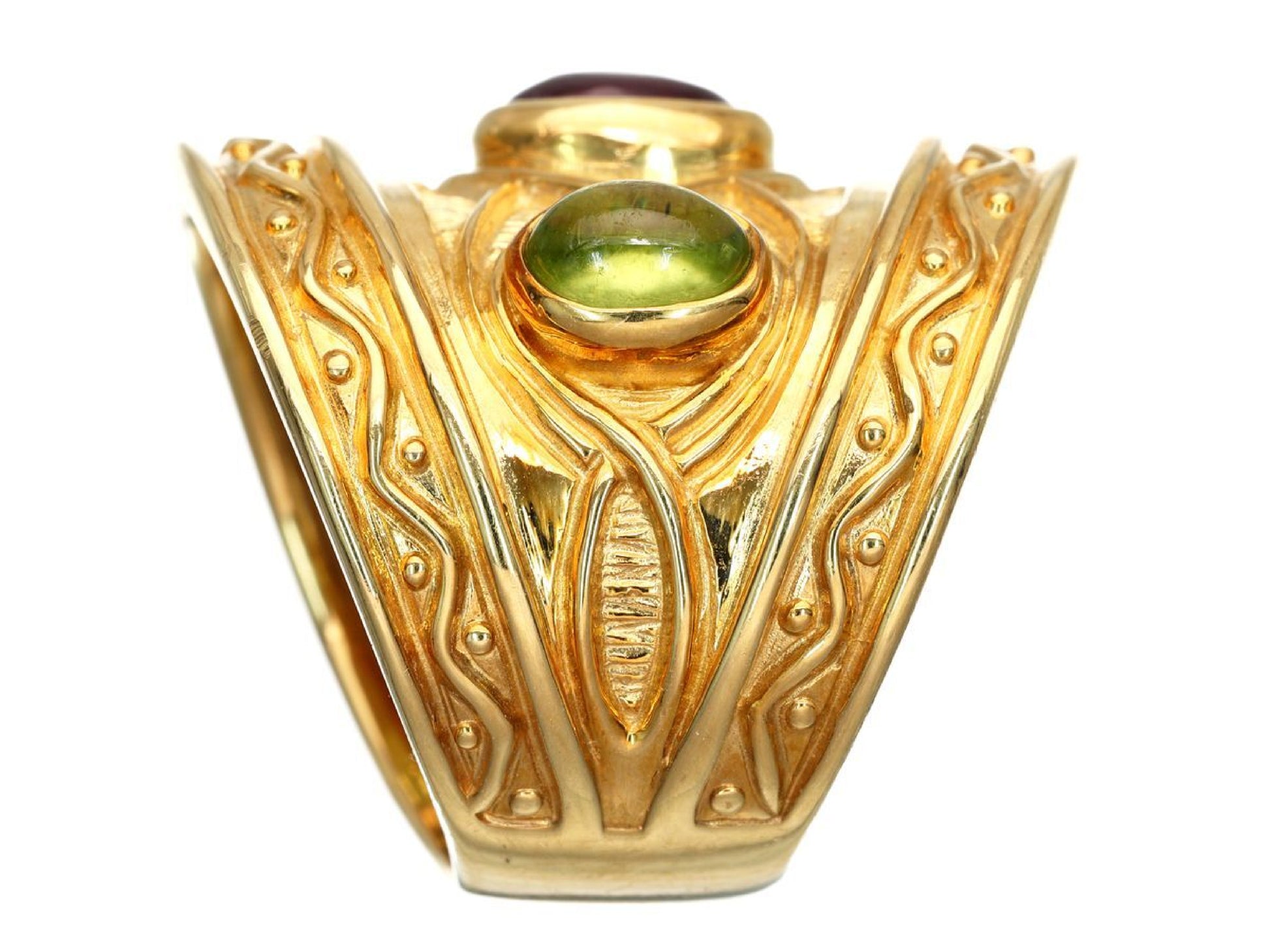 Garnet Peridot K18 15.8g Ring
