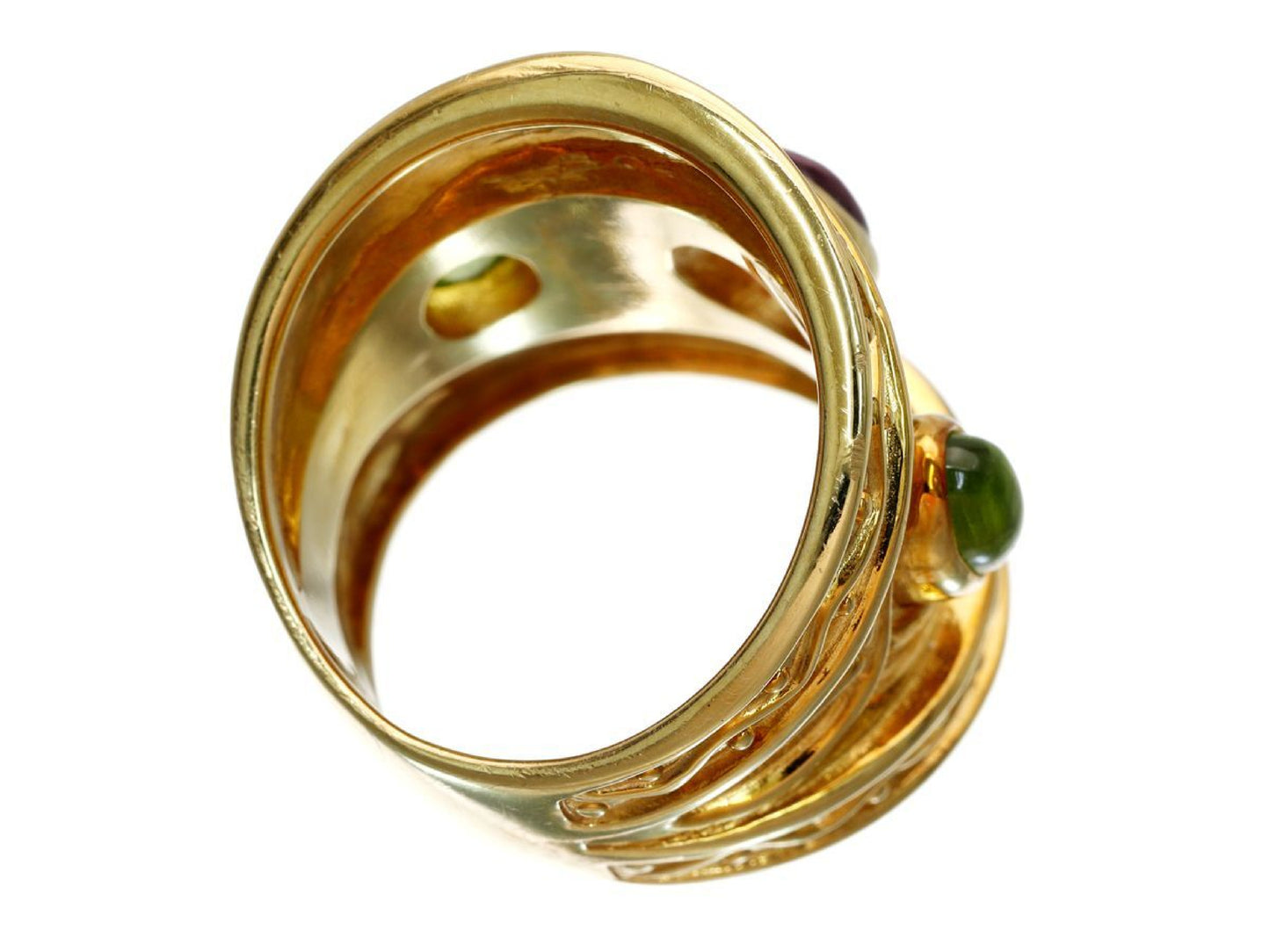 Garnet Peridot K18 15.8g Ring