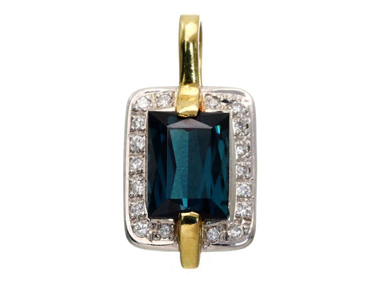 Indicolite 1.93ct D0.10ct K18/Pt900 2.6g Pendant Top