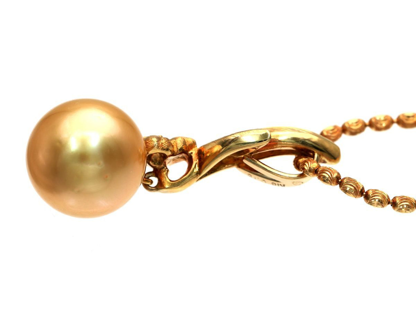 Golden Pearl Diameter Approx. 12.1mm D0.15ct K18 12.3g Necklace