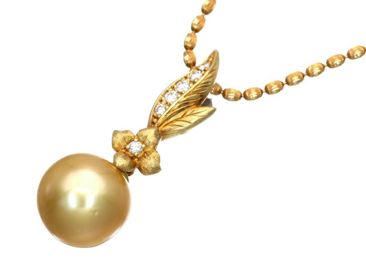 Golden Pearl Diameter Approx. 12.1mm D0.15ct K18 12.3g Necklace
