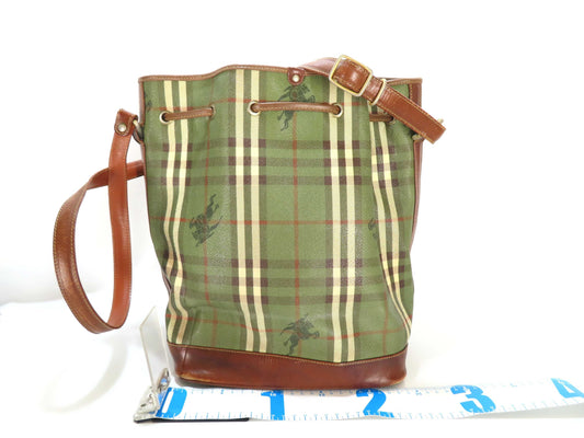 Burberrys Drawstring Shoulder Bag Plaid Shoulder Bag