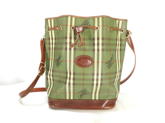 Burberrys Drawstring Shoulder Bag Plaid Shoulder Bag