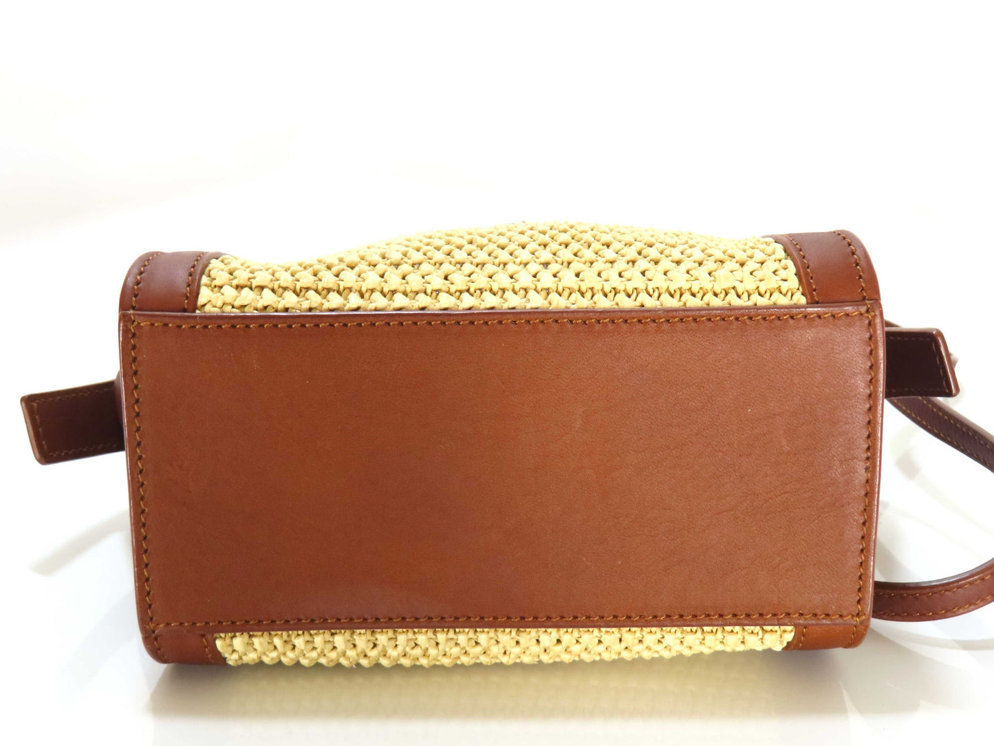 SAINT LAURENT SAINT LAURENT Downtown Cabass Raffia Leather/Brown Beige Shoulder Bag