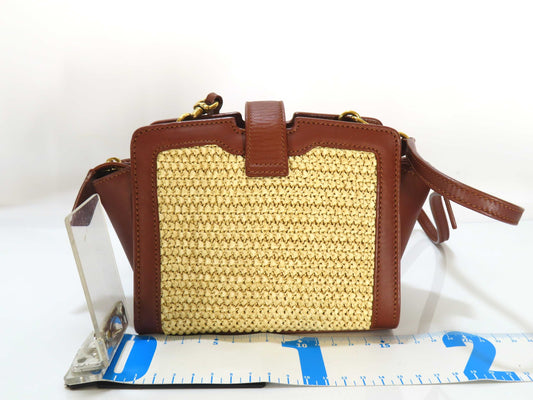 SAINT LAURENT SAINT LAURENT Downtown Cabass Raffia Leather/Brown Beige Shoulder Bag