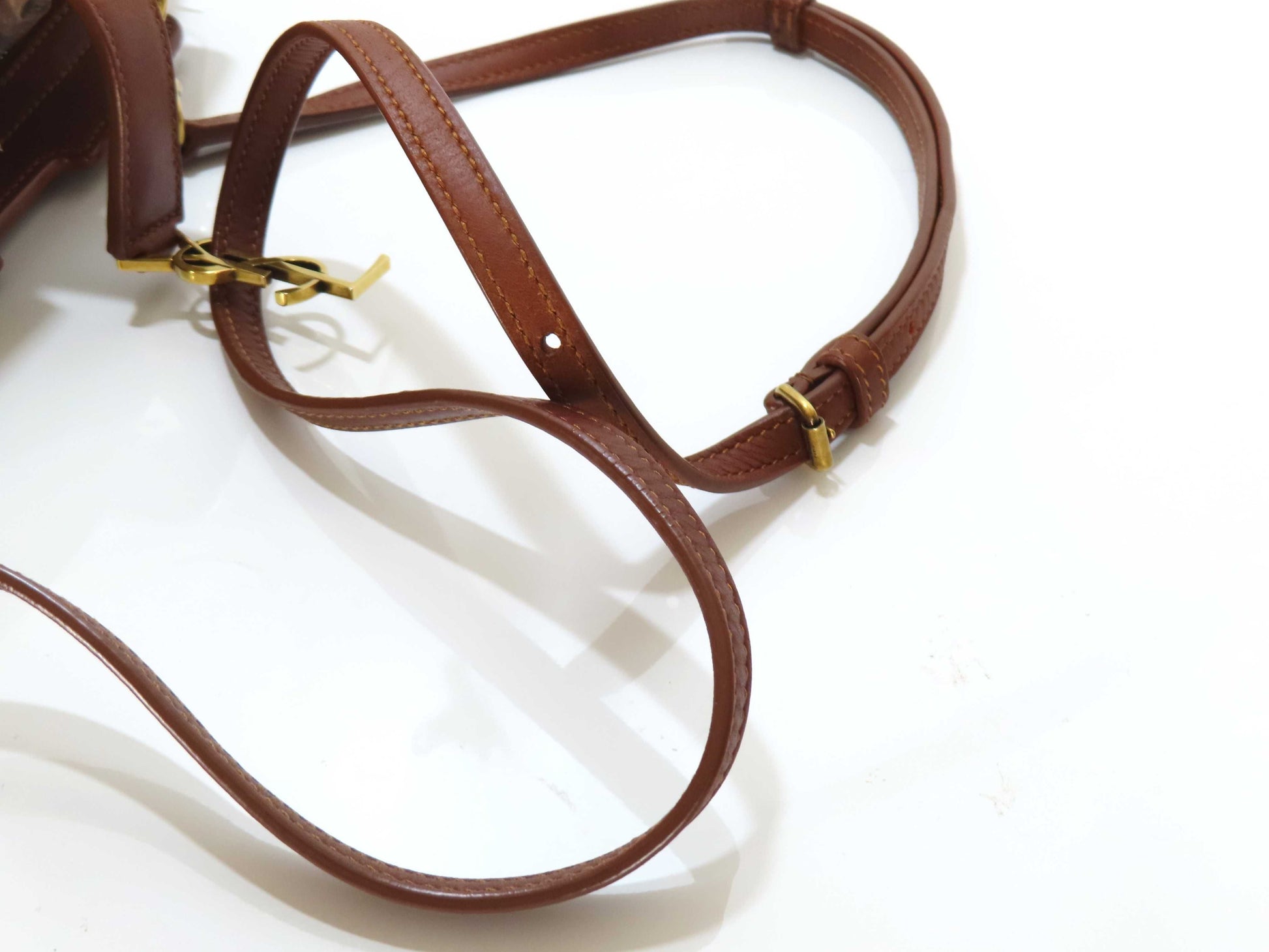 SAINT LAURENT SAINT LAURENT Downtown Cabass Raffia Leather/Brown Beige Shoulder Bag