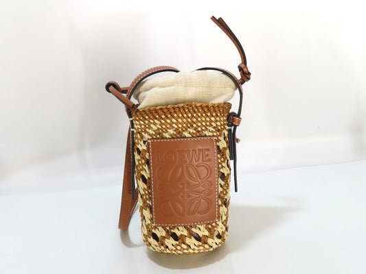 LOEWE LOEWE Shoulder Bag Raffia Leather/Natural Brown Shoulder Bag