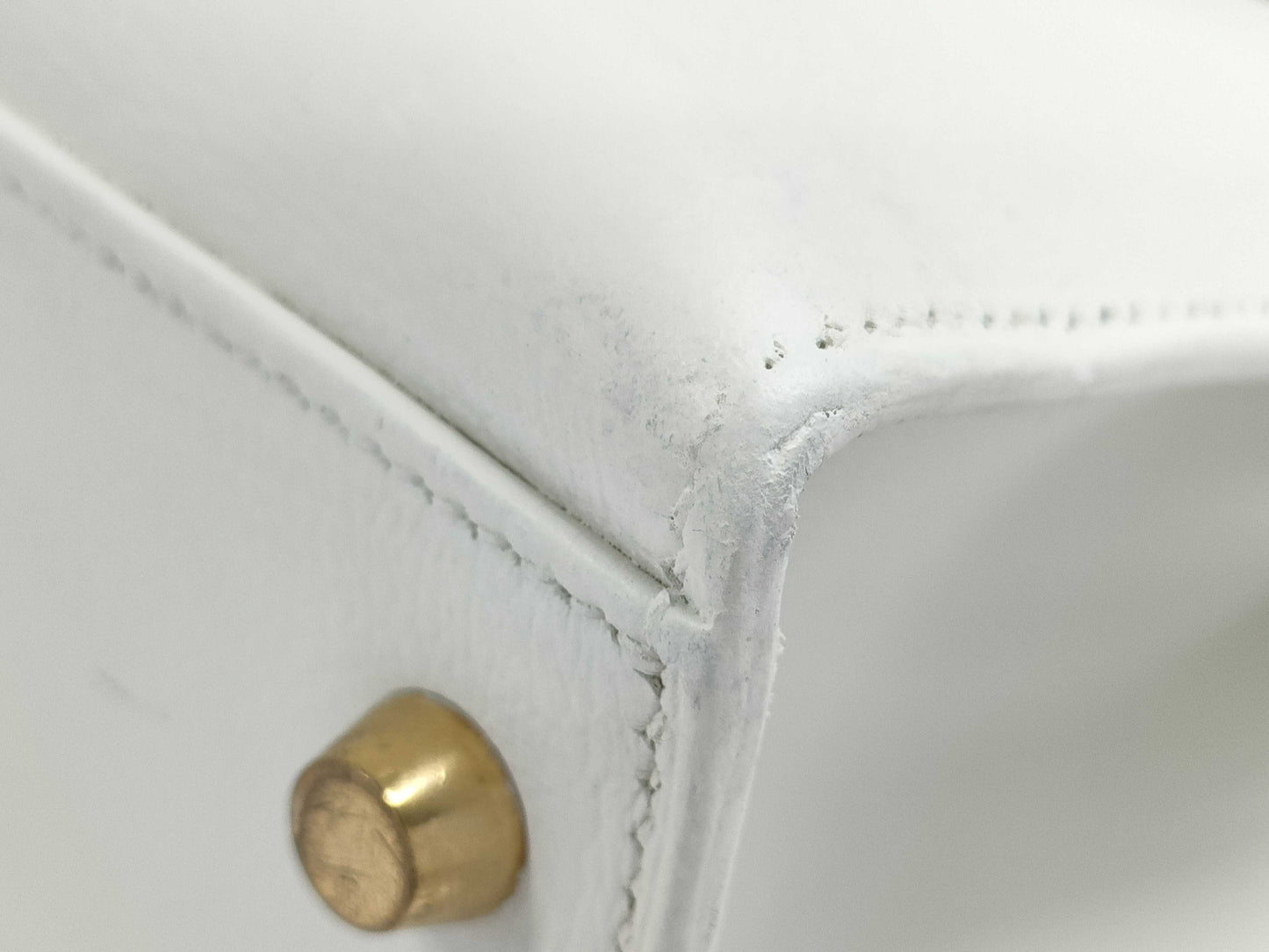HERMES Kelly 32, Exterior Stitching, Vogue Green, White, 〇Y Stamp, GD Handbag