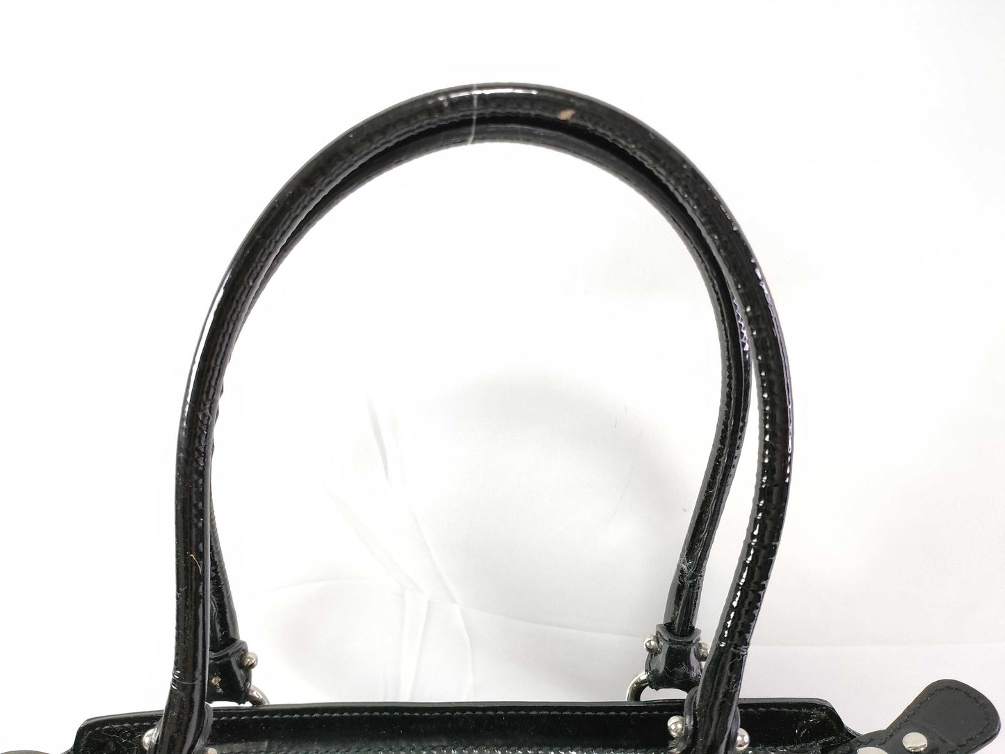 Salvatore Ferragamo Ferragamo Enamel/Black Handbag