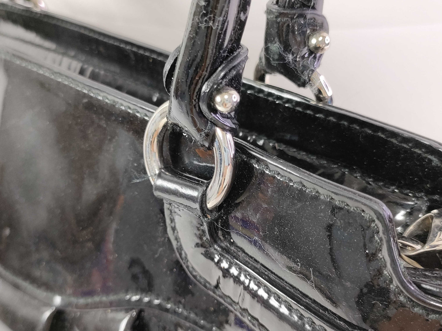 Salvatore Ferragamo Ferragamo Enamel/Black Handbag