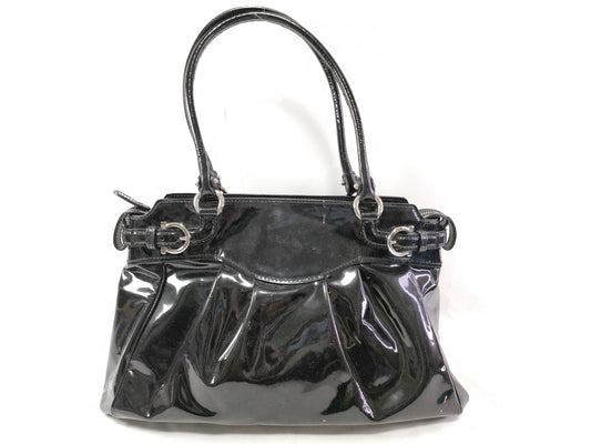 Salvatore Ferragamo Ferragamo Enamel/Black Handbag