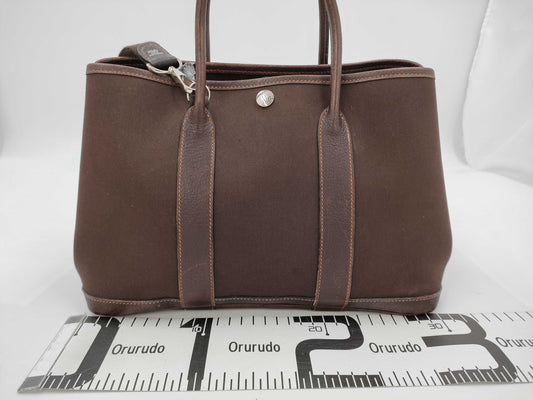 HERMES HERMES Garden Party TPM □H Engraved Handbag with Strap