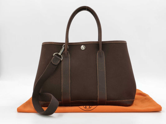 HERMES HERMES Garden Party TPM □H Engraved Handbag with Strap